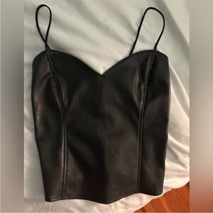 NWOT Heartloom Black Leather Camisole Top | Size S